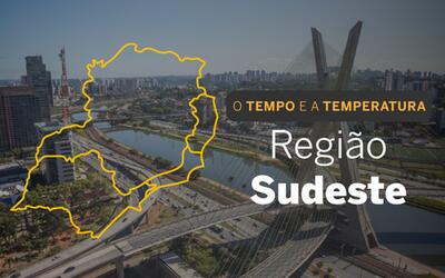 PREVISÃO DO TEMPO: Sudeste tem possibilidade de chuva em áreas de Minas e Espírito Santo, nesta terça-feira (12)